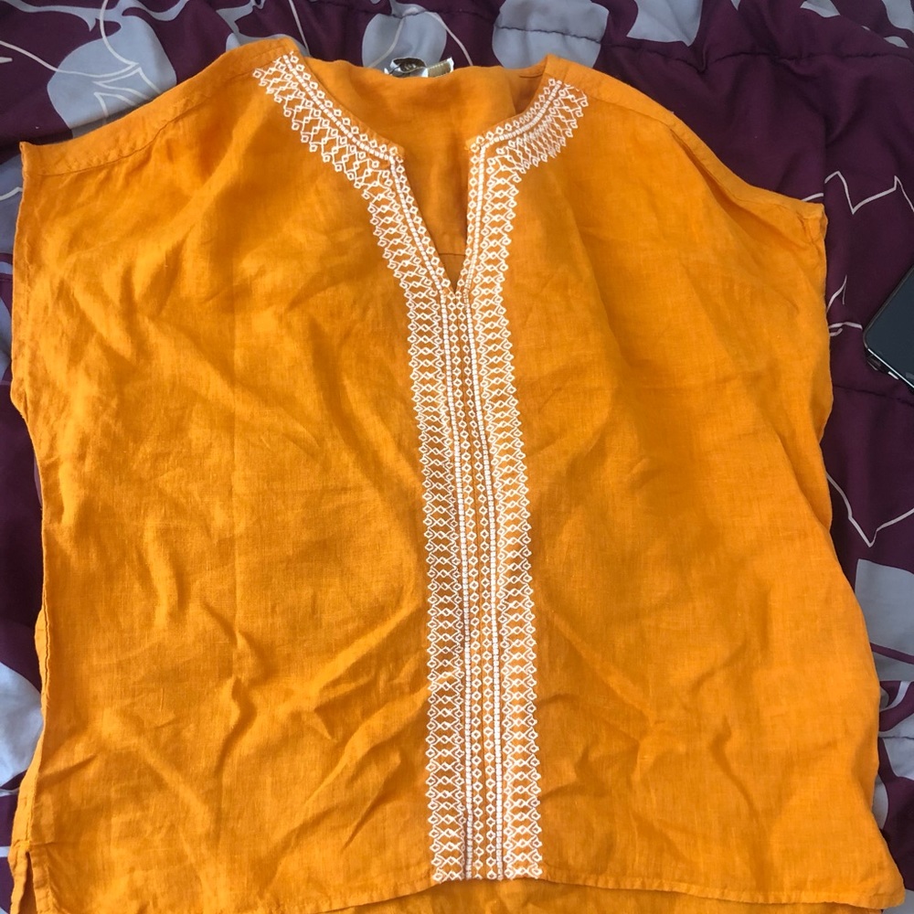 House of Harlow 1960 V-Neck Embroidered Linen Top Size S NEW